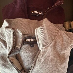 Barbour Men's Zip Mock Neck Sweaters - Gray and Burgundy